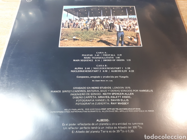 Discos de vinilo: VANGELIS ALBEDO 0.39 - Foto 2