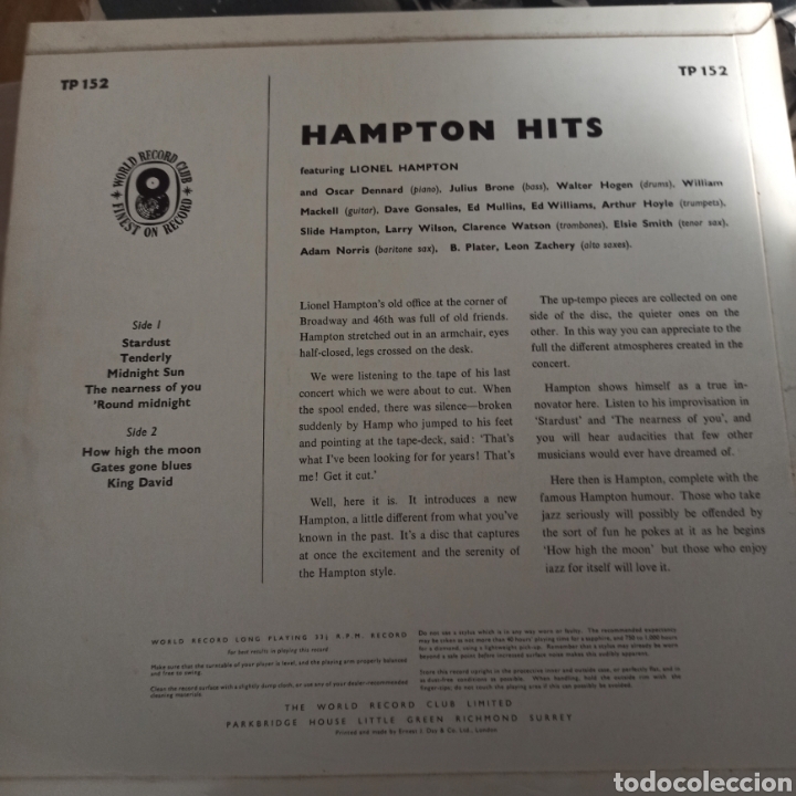 Discos de vinilo: Lionel Hampton -Hampton Hits (World Record Club, UK) - Foto 2