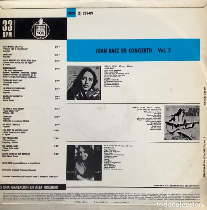 Discos de vinilo: JOAN BAEZ EN CONCIERTO/VOL.2 - Foto 2