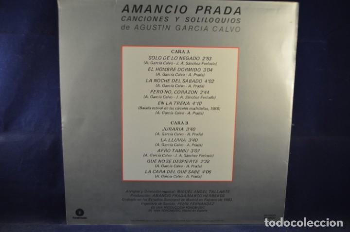Discos de vinilo: AMANCIO PRADA &lrm;- CANCIONES Y SOLILOQUIOS - LP - Foto 2