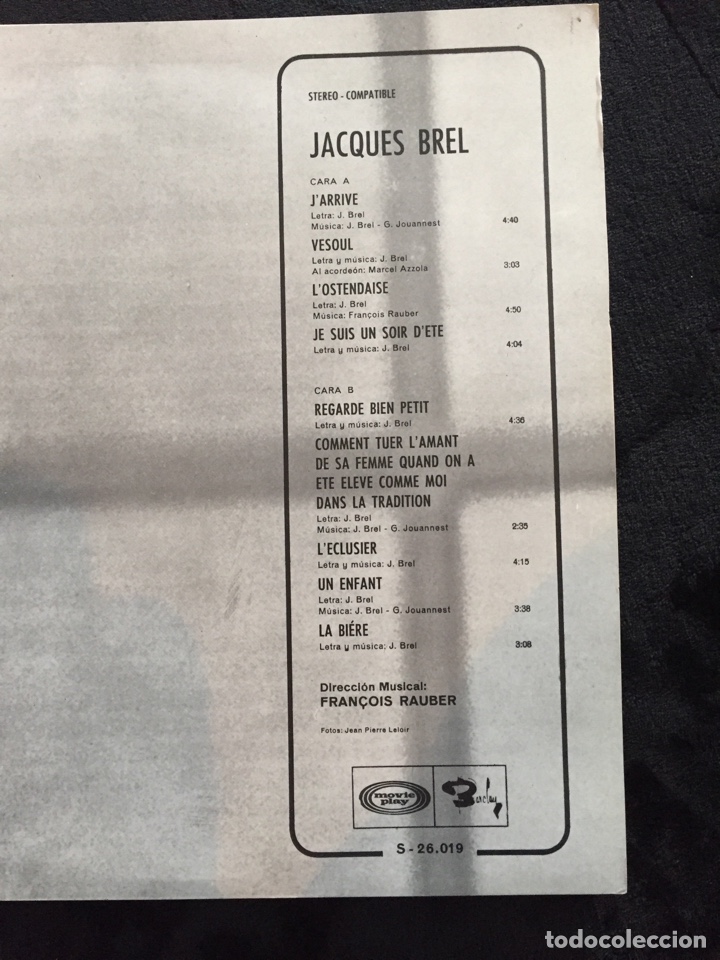 Discos de vinilo: LP JACQUES BREL - Musica francesa; Gatefold - Foto 3