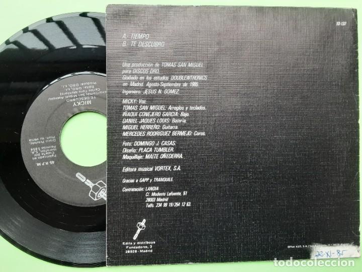 Discos de vinilo: MICKY, TIEMPO + TE DESCUBRO, PROMO - Foto 2