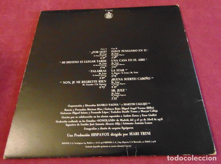 Discos de vinilo: Mari Trini &ndash; Solo Para Ti - LP 1978 - Foto 2
