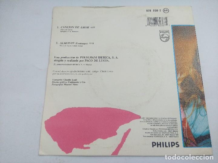 Discos de vinilo: PACO DE LUCIA/CANCION DE AMOR/SINGLE. - Foto 3