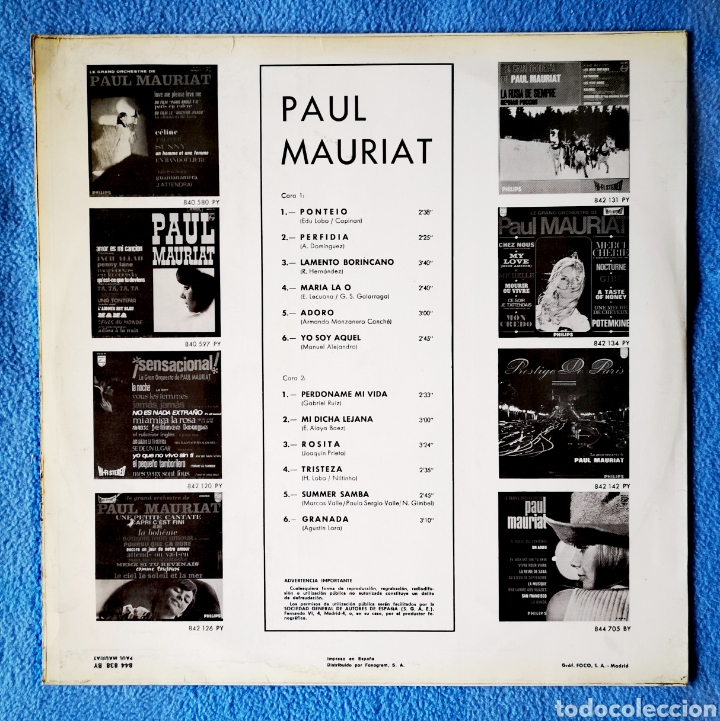 Discos de vinilo: PAUL MAURIAT - LATIN NIGHTS - Foto 2