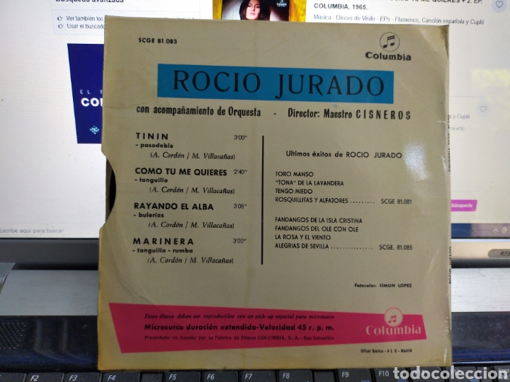 Discos de vinilo: Roc&iacute;o jurado EP tinin + 3 1965 - Foto 2