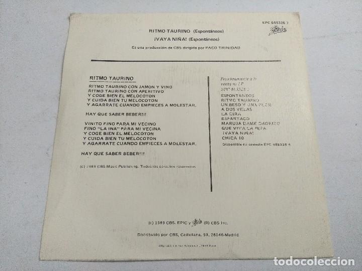Discos de vinilo: ESPONTANEOS/RITMO TAURINO/SINGLE PROMOCIONAL. - Foto 3