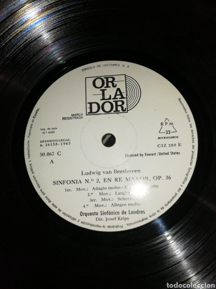 Discos de vinilo: VINILO BEETHOVEN, SINF&Oacute;NICA N&deg;2 Y 4, 1965 - Foto 3