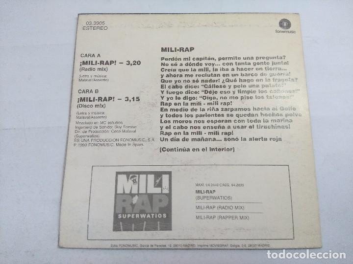 Discos de vinilo: MILI RAP/SUPERWATIOS/SINGLE. - Foto 3