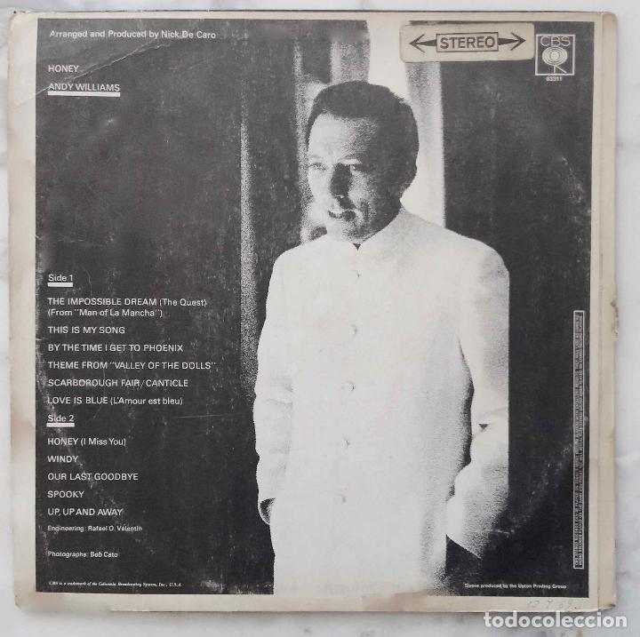 Discos de vinilo: ANDY WILLIAMS, HONEY. LP ORIGINAL UK - Foto 2