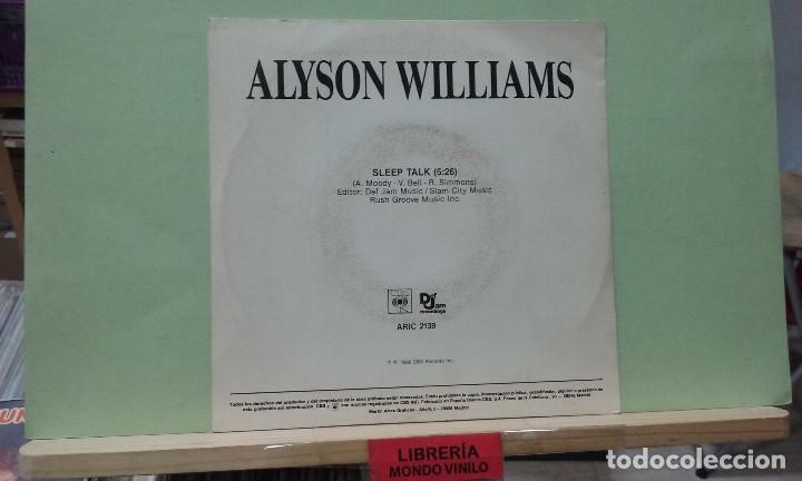 Discos de vinilo: Alyson Williams. Sleep talk. CBS 1989, ref. ARIC 2139 - Single - Foto 2
