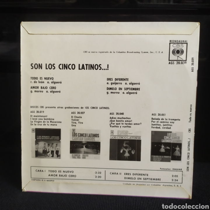 Discos de vinilo: Son Los Cinco Latinos...! 1963 - Foto 2