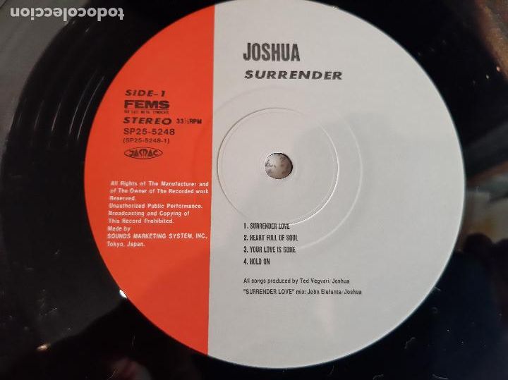 Discos de vinilo: JOSHUA -SURRENDER- (1985) LP DISCO VINILO - Foto 9