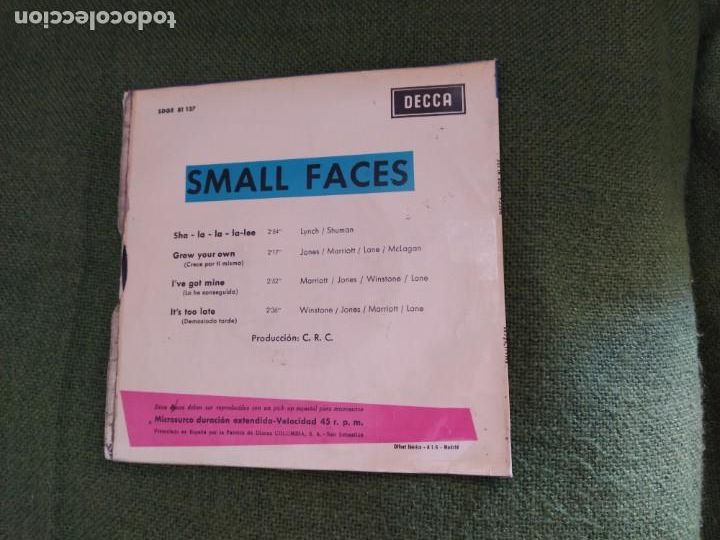 Discos de vinilo: SMALL FACES EP - Grow your own + 3 1966 SPA DECCA - Foto 2