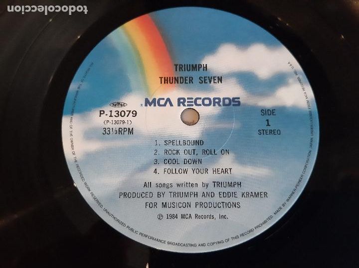 Discos de vinilo: TRIUMPH -THUNDER SEVEN- (1985) LP DISCO VINILO - Foto 2