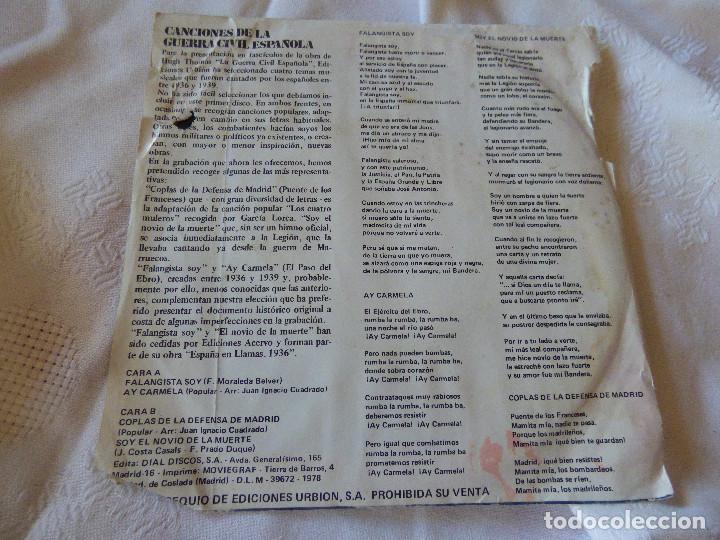 Discos de vinilo: Vinilo,Canciones de la guerra civil . - Foto 2