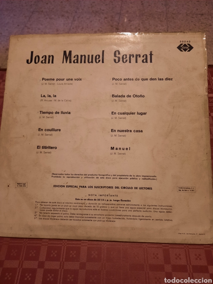Discos de vinilo: Joan Manuel Serrat edici&oacute;n especial 1970. - Foto 2