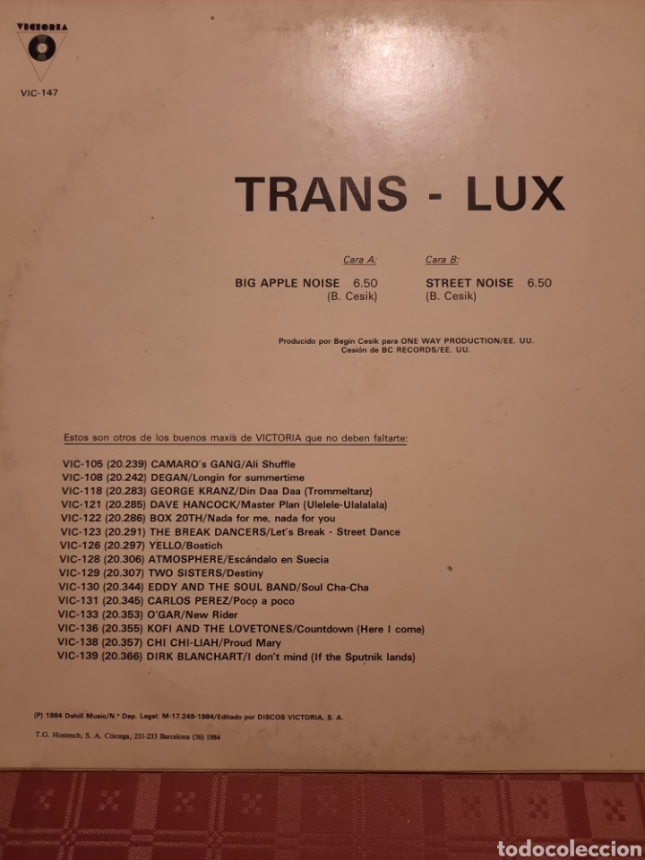 Discos de vinilo: Trans- Lux Big Apple noise. LP - Foto 2