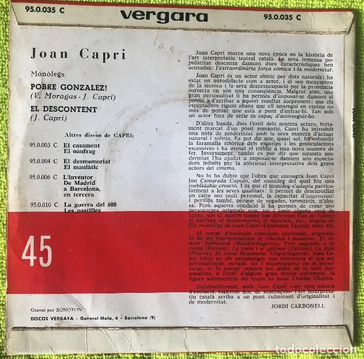 Discos de vinilo: Capri - El Descontent / Pobre Gonzalez! - Foto 2