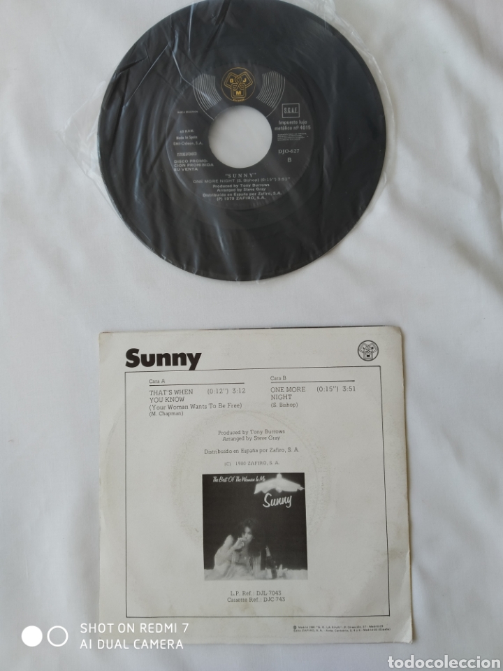Discos de vinilo: Sunny, Thats when you know single Promo Español 1980 - Foto 2 - 263268610