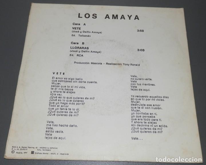 Discos de vinilo: UN VINILLO SINGLE DE LOS AMAYA - Foto 2