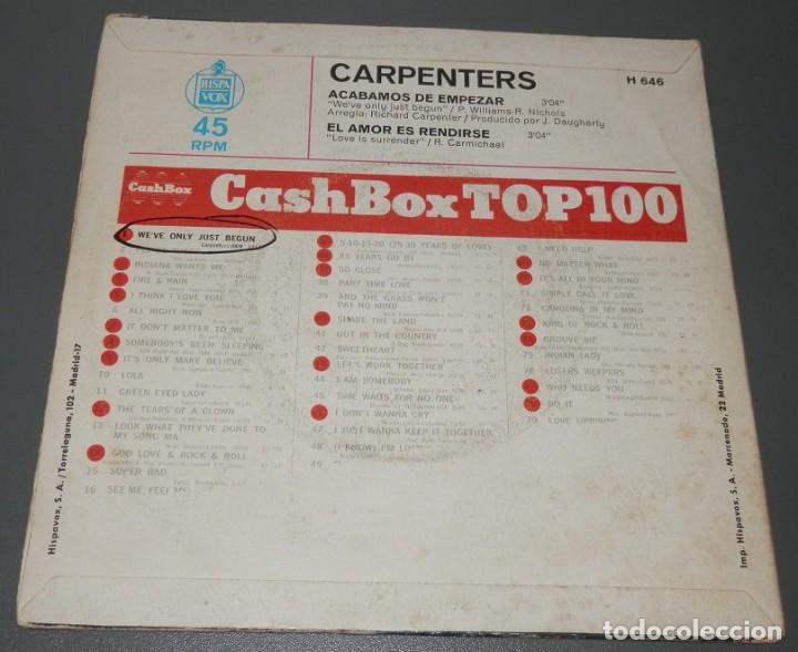 Discos de vinilo: UN VINILLO SINGLE DE LOS CARPENTERS - Foto 2