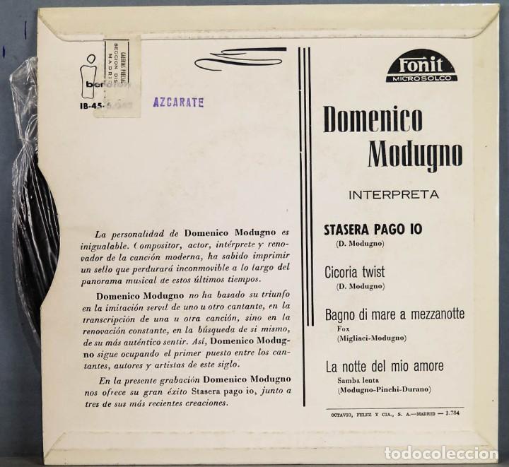 Discos de vinilo: EP. DOMENICO MODUGNO. STASERA PAGO IO - Foto 2