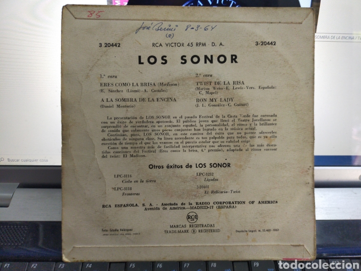 Discos de vinilo: Los sonor EP eres como la brisa + 3 1962 Escuchado - Foto 2