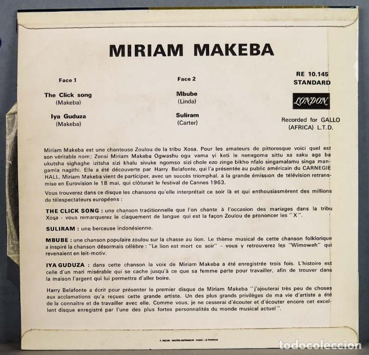 Discos de vinilo: EP. MIRIAM MAKEBA. THE CLICK SONG - Foto 2