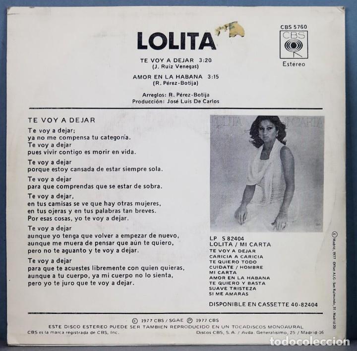 Discos de vinilo: SINGLE. LOLITA. TE VOY A DEJAR - Foto 2