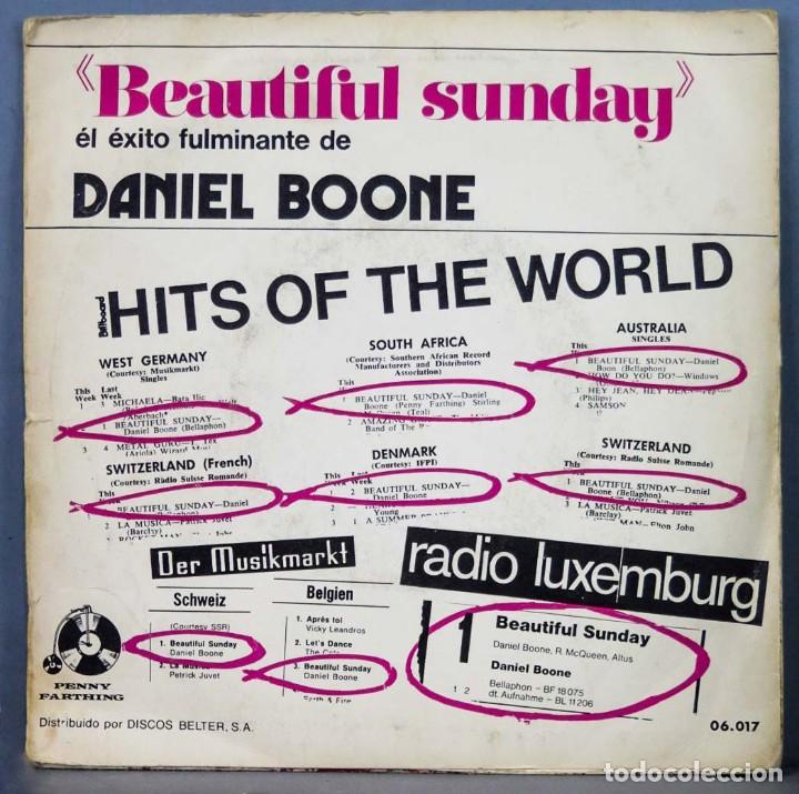Discos de vinilo: SINGLE. DANIEL BOONE. BEAUTIFUL SUNDAY - Foto 2