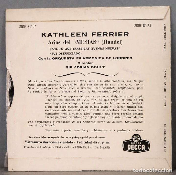 Discos de vinilo: SINGLE. FERRIER. ARIAS FROM MESSIAH. HANDEL - Foto 2