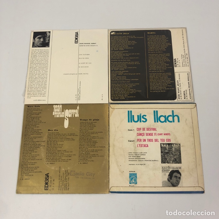 Discos de vinilo: Lote 4 Singles / EP 7” - JOAN MANUEL SERRAT y LLUÍS LLACH - Bon Dia / Per Sant Joan / LEstaca - Foto 2 - 264104265