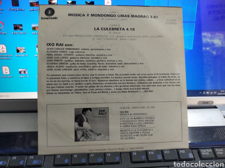 Discos de vinilo: Ixo Rai single mosica y mondongo 1993 - Foto 2