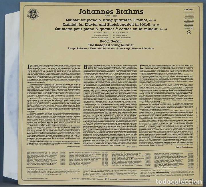 Discos de vinilo: LP. BRAHMS. PIANO QUINTET - Foto 2