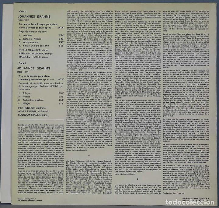 Discos de vinilo: LP. BRAHMS. Horntrio. Klarinettentrio - Foto 2