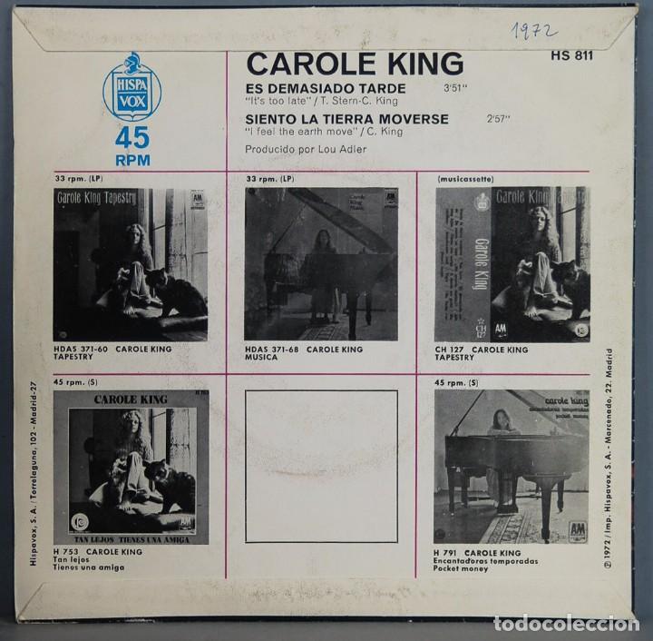 Discos de vinilo: SINGLE. CAROLE KING. ES DEMASIADO TARDE - Foto 2