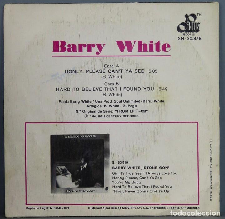 Discos de vinilo: SINGLE. BARRY WHITE. HONEY PLEASE CANT&acute;N YO SEE - Foto 2