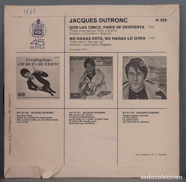 Discos de vinilo: SINGLE. JACQUES DUTRONC. SON LAS CINCO PARIS SE DESPIERTA - Foto 2