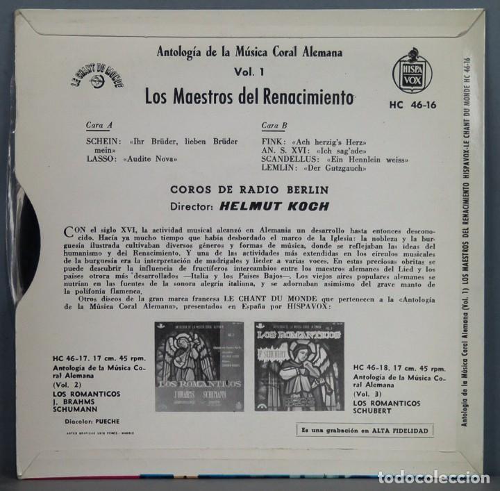 Discos de vinilo: EP. LOS MAESTROS DEL RENACIMIENTO. VOL. 1 - Foto 2