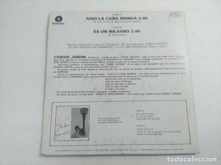 Discos de vinilo: CIUDAD JARDIN/AQUI LA CA&Ntilde;A MANDA/SINGLE. - Foto 3