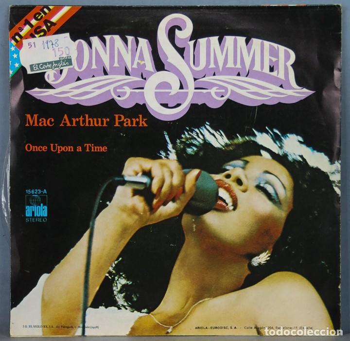 Discos de vinilo: SINGLE. DONNA SUMMER. MAC ARTHUR PARK - Foto 2