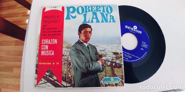 Discos de vinilo: ROBERTO LANA-SINGLE CORAZON CON MUSICA - Foto 1