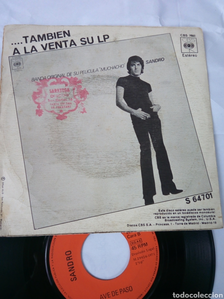 Discos de vinilo: SANDRO - PORQUE YO TE AMO - EP - Foto 2