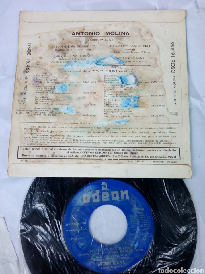 Discos de vinilo: ANTONIO MOLINA - EP - 45 rpm - Foto 2