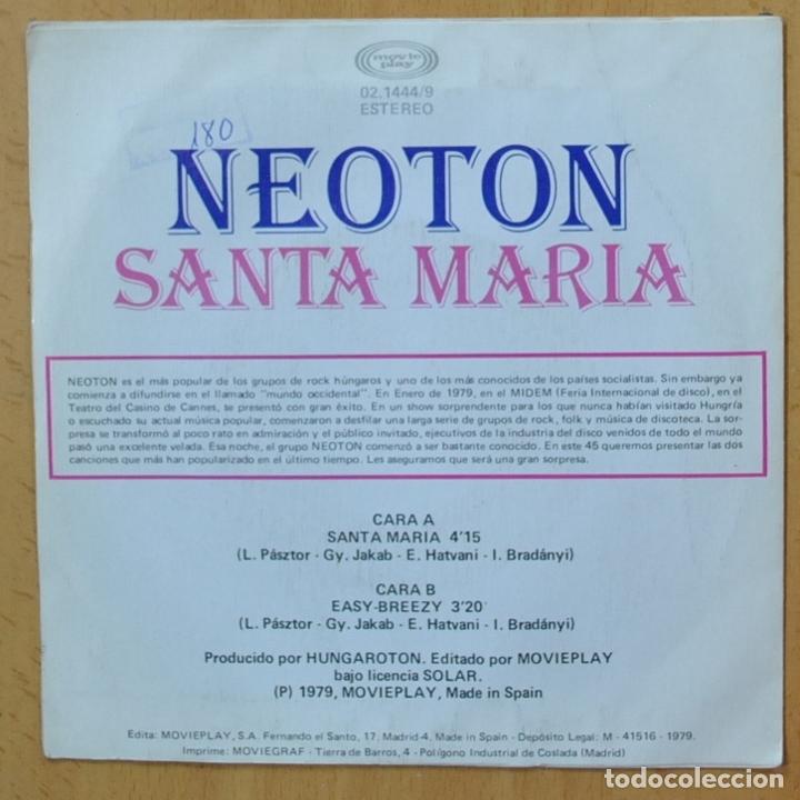 Discos de vinilo: NEOTON - SANTA MARIA - SINGLE - Foto 2