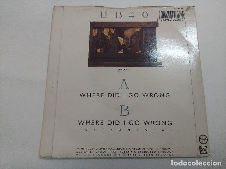 Discos de vinilo: UB40/WHERE DID I GO WRONG/SINGLE. - Foto 3