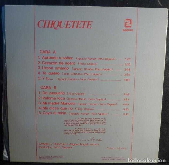 Discos de vinilo: CHIQUETETE // APRENDE A SO&Ntilde;AR // 1982 // (VG VG). LP - Foto 2