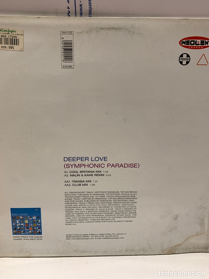 Discos de vinilo: VIN1547 b.b.e. VINILO SEGUNDA MANO - Foto 2
