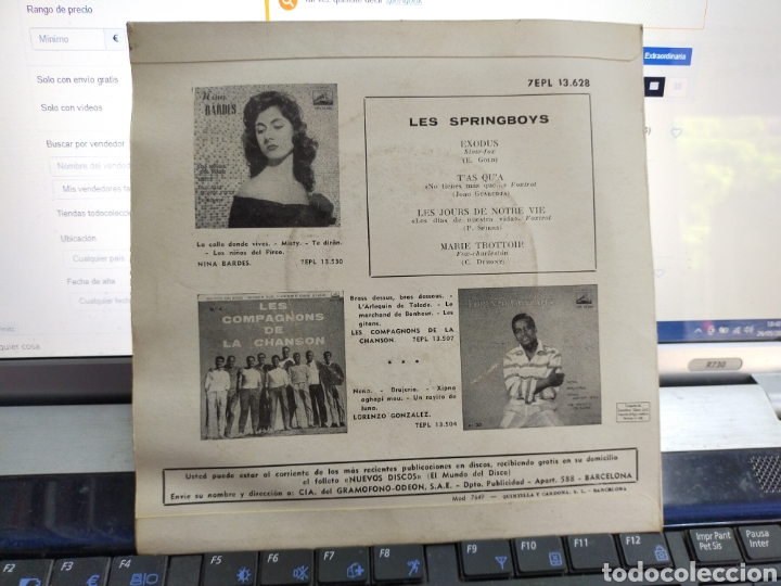 Discos de vinilo: Springboys EP exodus + 3 Espa&ntilde;a 1961 - Foto 2